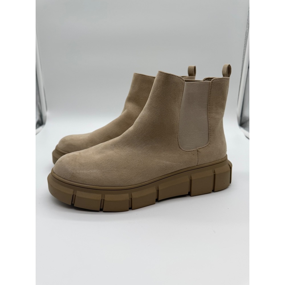 BP Tan Suede‎ Fabric Platform Lug Sole Chelsea Boots 9M